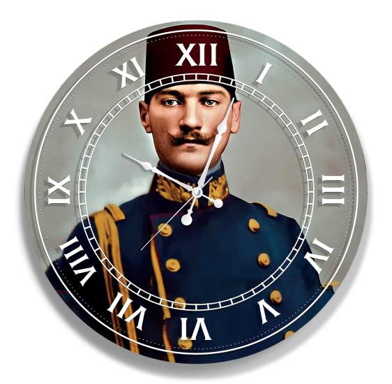 Mustafa Kemal Atatürk Cam Saat - 40 cm