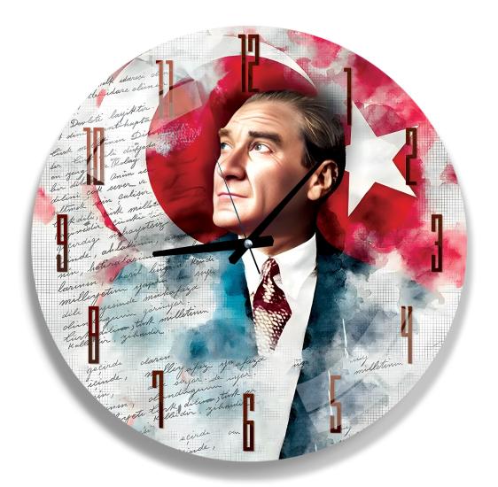 Mustafa Kemal Atatürk Cam Saat - 40 cm