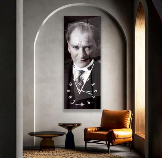 Saatli Mustafa Kemal Atatürk Cam Tablo